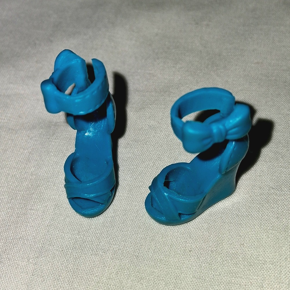 Barbie Blue Bow Ankle Strap Wedge‎ Heel Shoes Dress Up Pretend Play